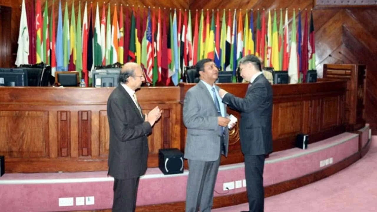 Envoy Yerzhan Kistafin presents Kazakhstan national award to Prof. Dr. M. Iqbal Choudhary
