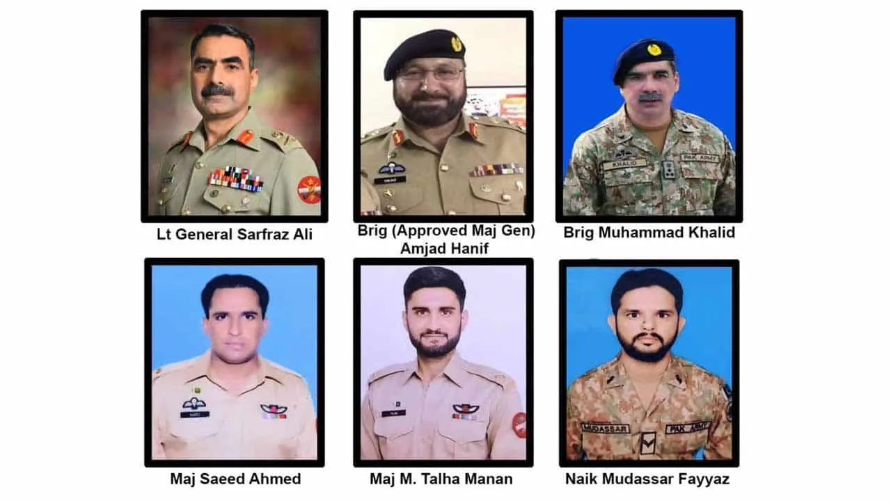 Military officers, Soldiers martyred in Lasbela Helicopter crash
