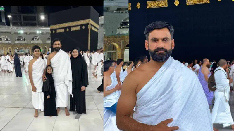 Former Pakistan captain Mohammad Hafeez performs Umrah with family
