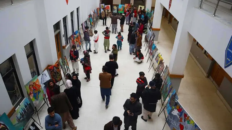 Paintings Made By Street Children in Peshawar were Displayed in an Exhibition Held by the RWO