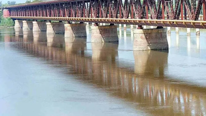 Chenab River in high flood at Head Marala
