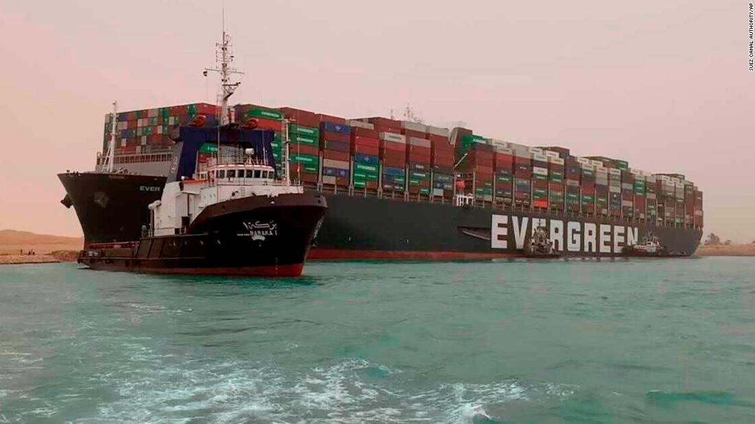 The suez canal blocked, global shipping in ruins