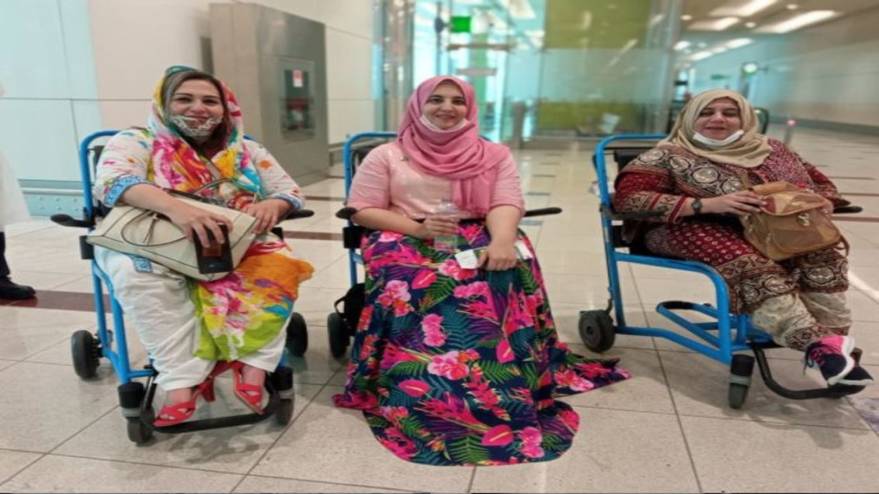 3 Pakistani Women on Wheellchair at Airport