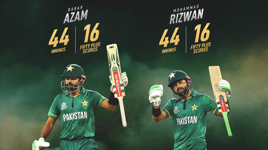 Babar, Rizwan completed 6th 100+ partnership to break record