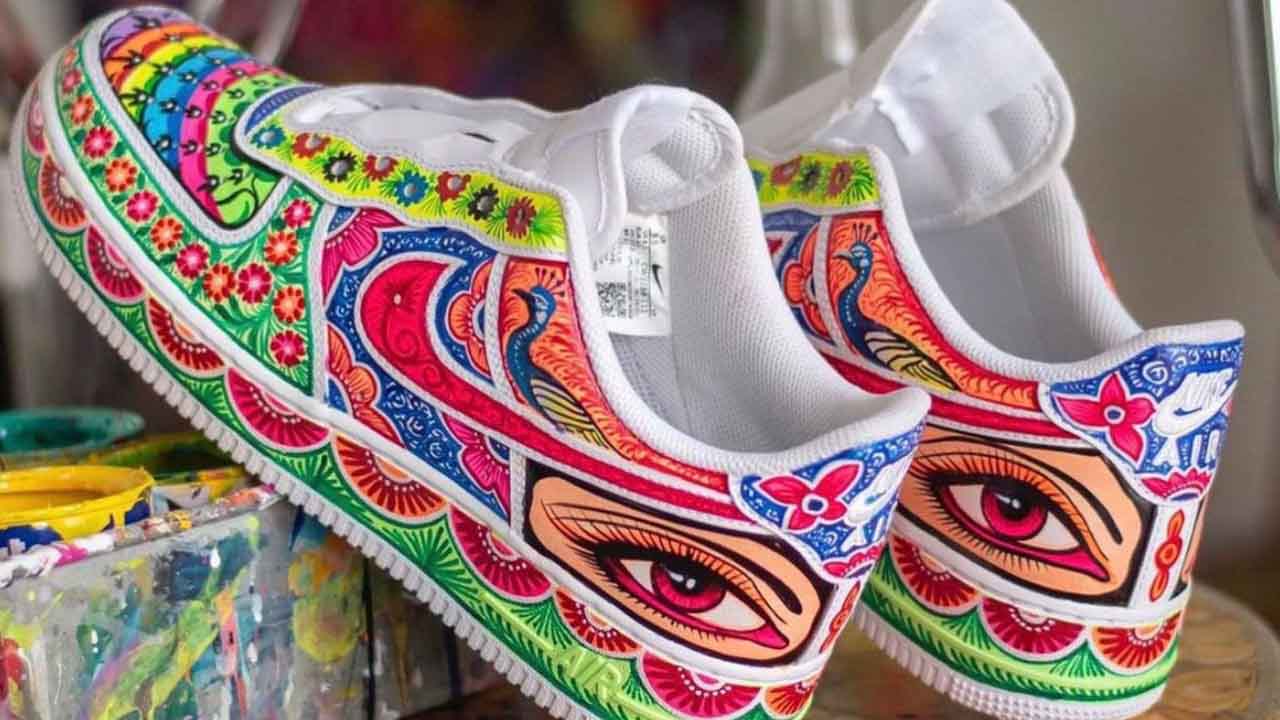 Pakistani artist lauded for adorning Nike sneakers with intricate truck art
