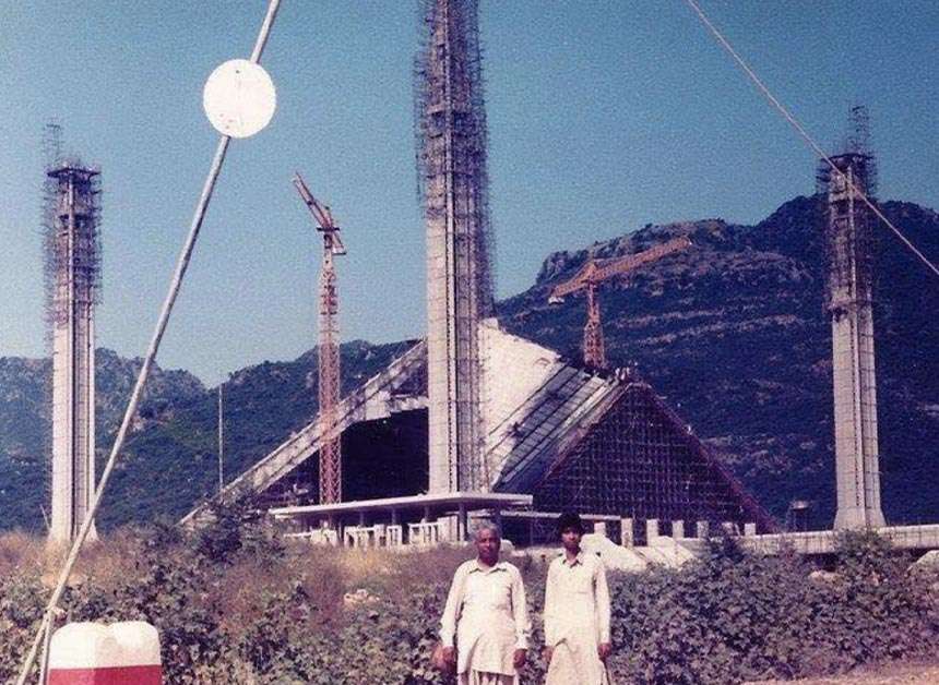 Construction of Faisal Mosque Islamabad