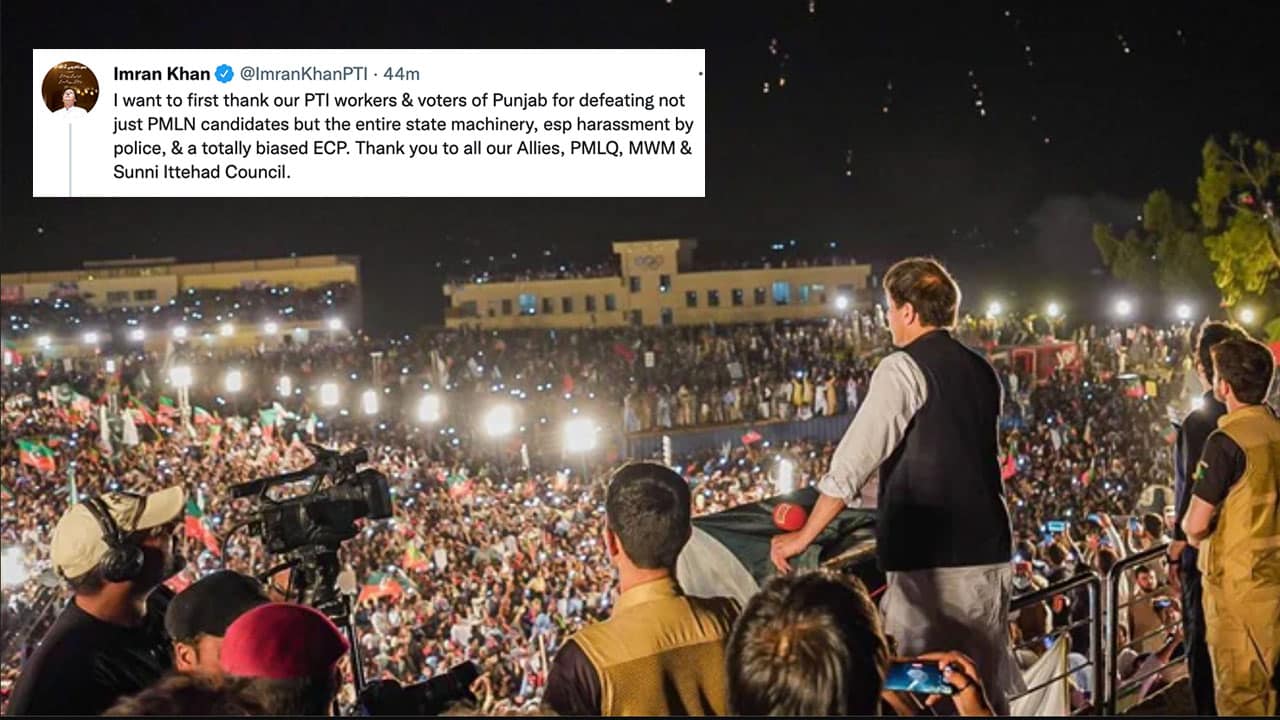 Imran Khan Congratulates PTI Workers over Victory in Punjab By-Polls