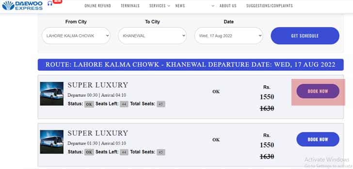 Daewoo Express Online Booking - Procedures to Buy Daewoo tickets Online?