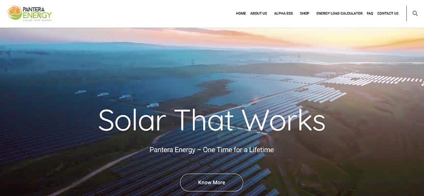 Pantera Energy Website, One of the Top 10 Solar Companies in Pakistan