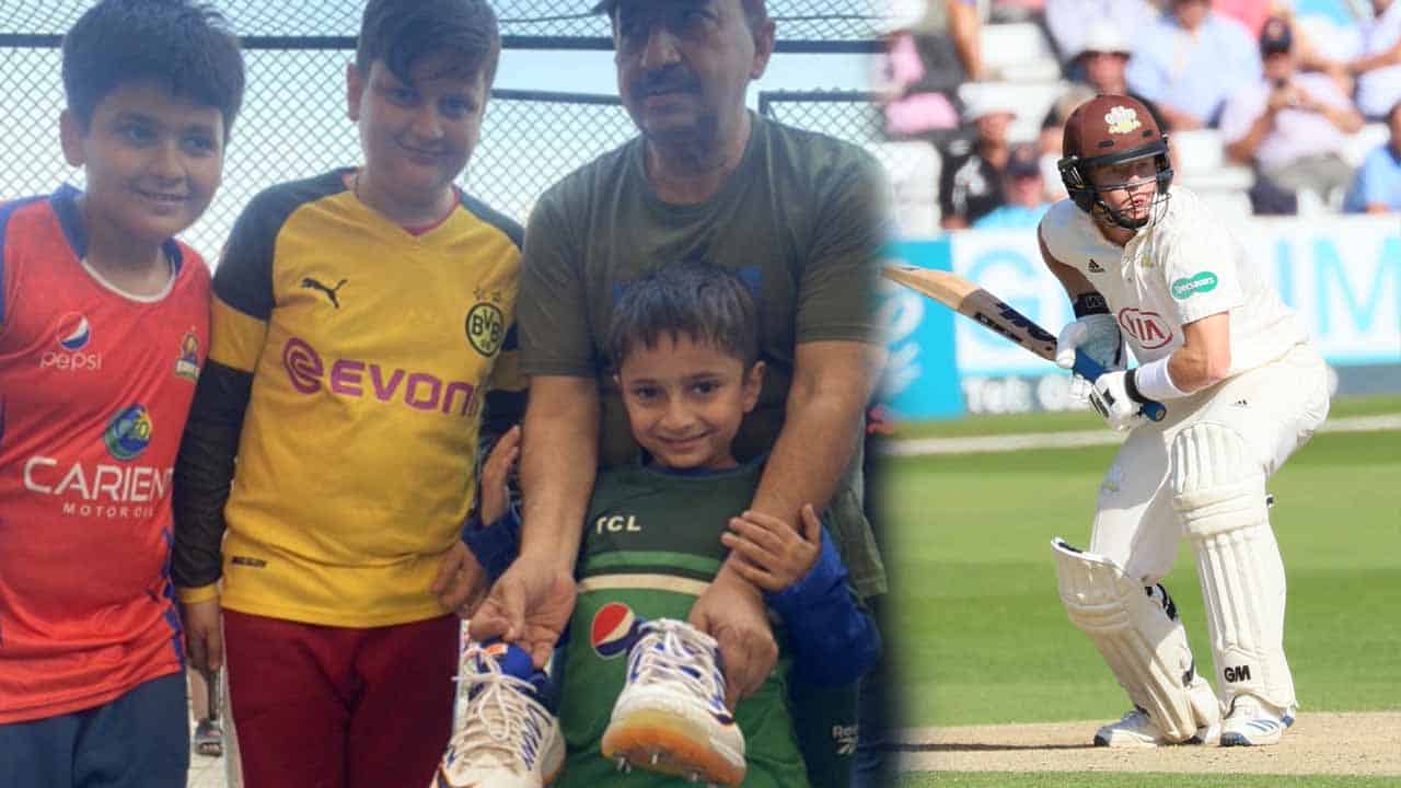 Ollie Pope gifts his shoes to a young Pakistani fan in Karachi Test