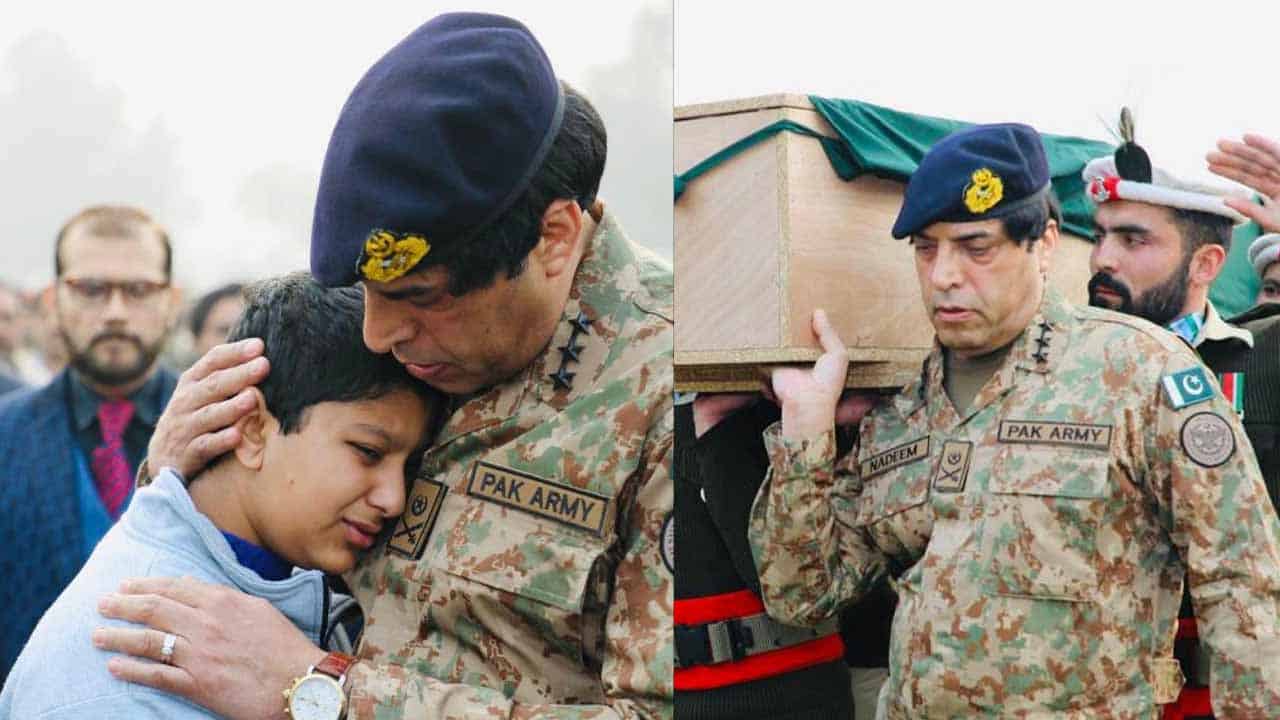 Pictures of ISI Chief’s rare appearance at the funeral of martyred CTD officers go viral