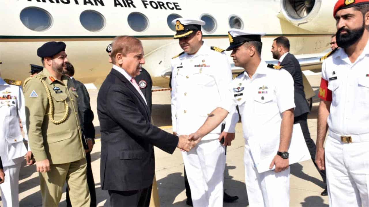 PM Shehbaz Shareef in Karachi to witness int'l joint naval exercises