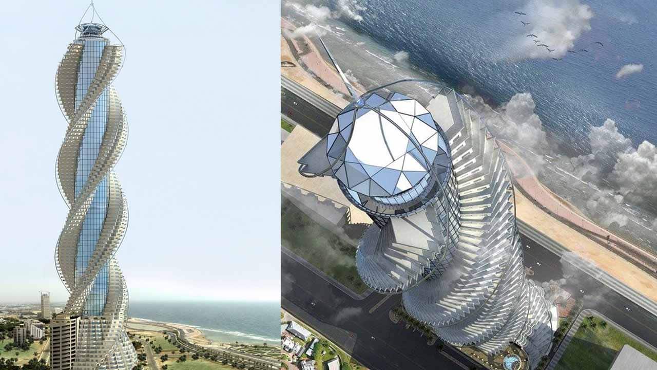 The Diamond Tower in Jeddah is the tallest spiral tower in the world