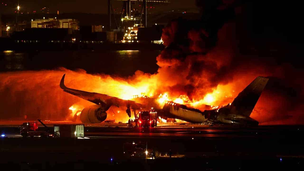 Emergency Evacuation as Japan Airlines Aircraft Catches Fire at Tokyo Airport