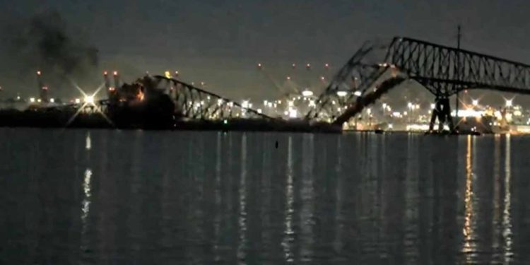 Major bridge collapses in Baltimore after cargo ship rams into pylon