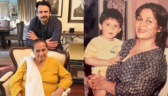 Usman Mukhtar with his mother