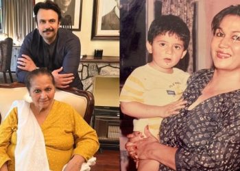 Usman Mukhtar with his mother